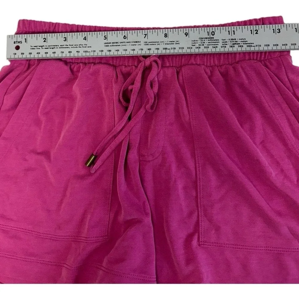 Lou & Grey Magenta Pink High Waisted Drawstring Lounge Shorts with Pockets Sz XS